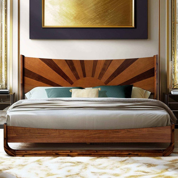 Sunset Solid Wood Bed Frame With Headboard