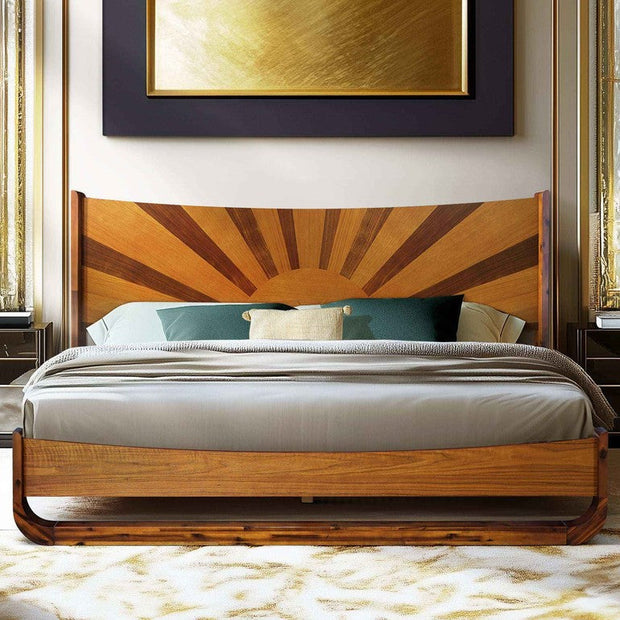 Sunset Solid Wood Bed Frame With Headboard