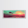 Sunset In The Iraqi Desert - OIF Art - Blackhawk Dustoff - Framed Canvas Print - Veteran Art - OEF, Operation Iraqi Freedom, Retro Military