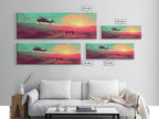 Sunset In The Iraqi Desert - OIF Art - Blackhawk Dustoff - Framed Canvas Print - Veteran Art - OEF, Operation Iraqi Freedom, Retro Military