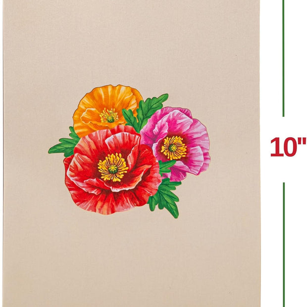 Poppy Blooms Pop Up Flower Bouquet Card