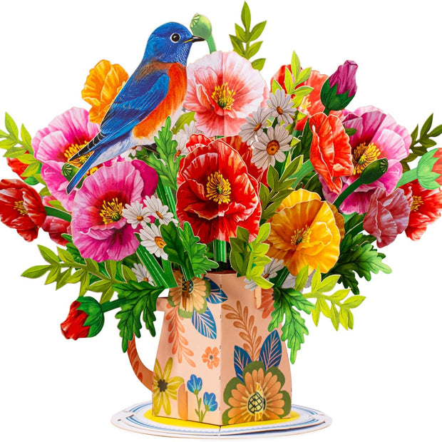 Poppy Blooms Pop Up Flower Bouquet Card