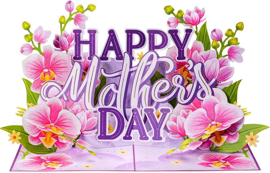 Happy Mothers Day Orchids Pop Up Card - 5