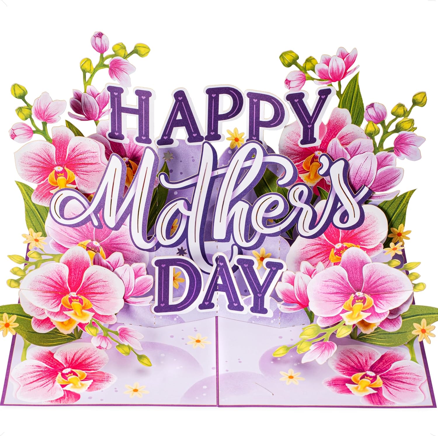 Happy Mothers Day Orchids Pop Up Card - 5