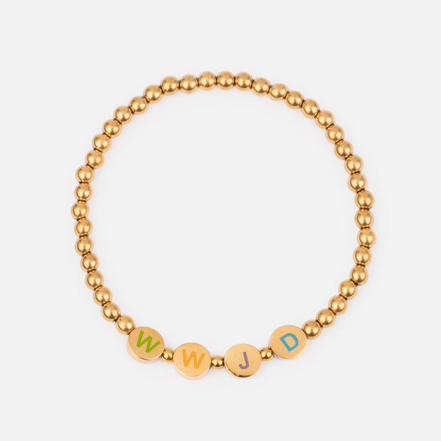 Gold WWJD Letter Bracelet