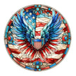 Round Stained Glass Patriotic Fabric Panel 3