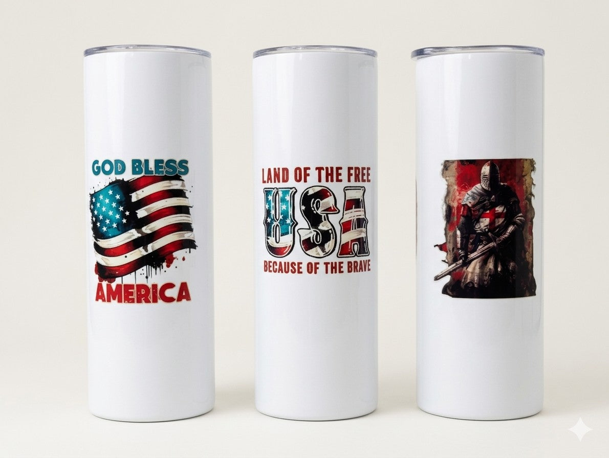Patriotic Christian Tumblers Created by Roper Roots In House With Love and Integrity
