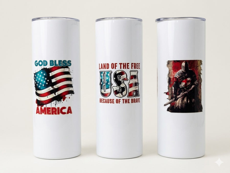 Patriotic Christian Tumblers Created by Roper Roots In House With Love and Integrity